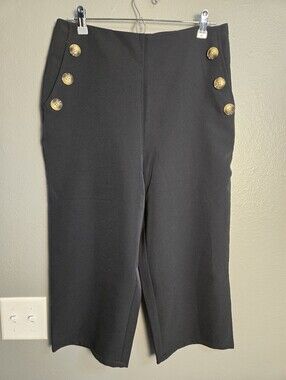 All Worthy Black Sailor Cropped Pants Size 8